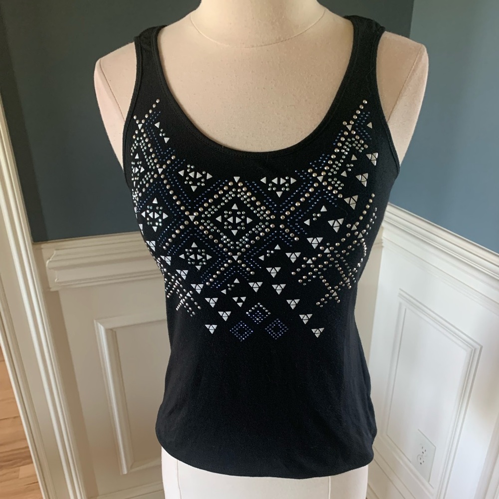 Charlotte Russe Black Studded Tank Top Drape Back Shirt Womens XS